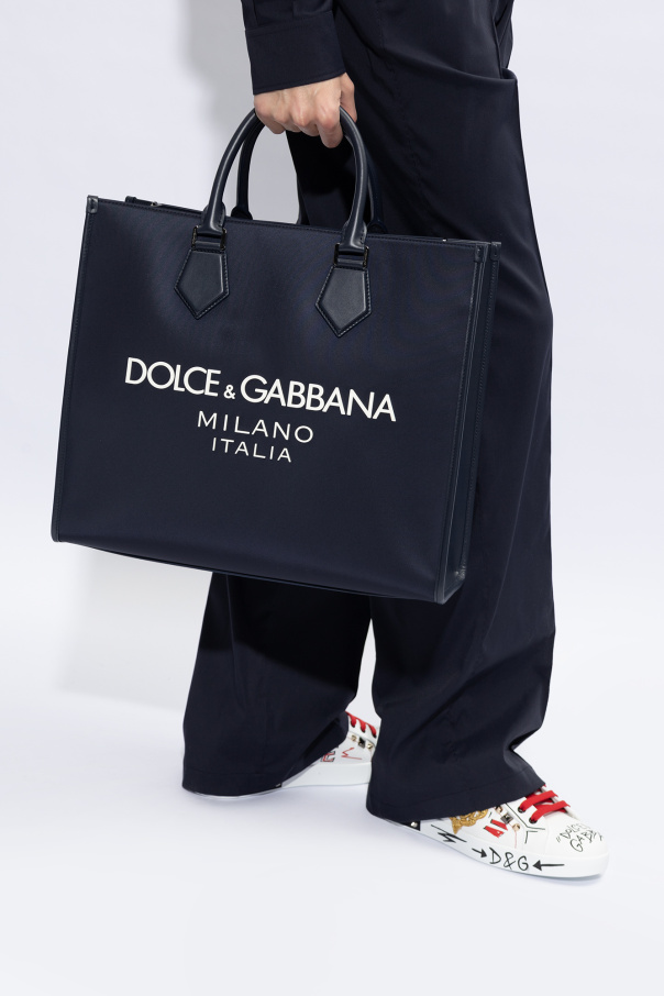 DOLCE＆GABBANA D&G イール レザー　size 46 NAVY Dolce & Gabbana - DG Flat Logo Slide in Blue | Mitchell Stores